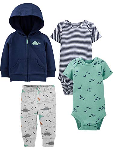 Simple Joys by Carter's 4-Piece Jacket, Pant, Bodysuit Set Infant-and-Toddler-Pants-Clothing-Sets, Azul Marino (Navy Dino), 18 Meses