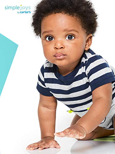 Simple Joys by Carter's Baby Boys paquete de 3 peleles. ,Blue Stripe/Turquoise Dino/Gray Navy ,6-9 Months