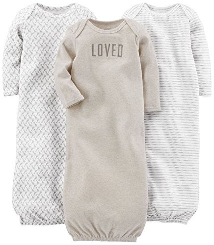Simple Joys by Carter's Baby - Juego de 3 pijamas de algodón ,Gris/Blanco ,0-3 Months