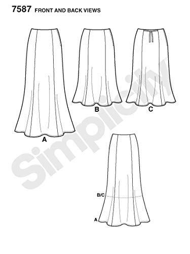 Simplicity 7587 BB Roca - Patrón de Costura para Faldas de Mujer (Tallas 46-54)
