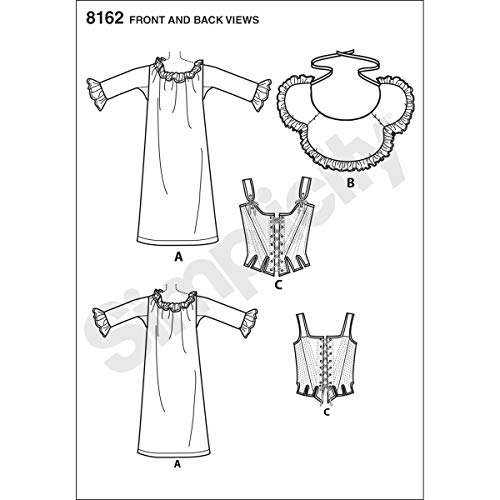 Simplicity Pattern 8162 Misses 'Siglo XVIII Patrones de Costura Ropa Interior, Blanco, tamaño R5