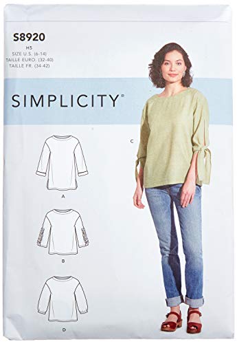 Simplicity SS8920H5 S8920-Patrones de costura para camisetas de mujer, H5 (6-8-10-12-14)
