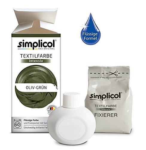 Simplicol Kit de Tinte Textile Dye Intensive Verde : Colorante para Teñir Ropa, Tejidos y Telas Lavadora, Contiene Fijador para Colorante Líquido, Anti Alérgeno, No Destiñe, Seguro para su Lavadora