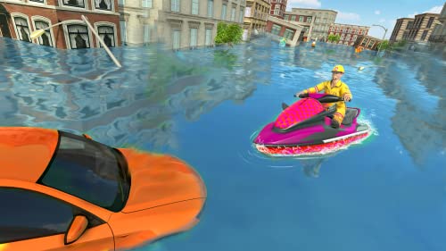 simulador de rescate de héroe de jet ski flood