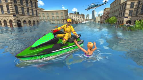 simulador de rescate de héroe de jet ski flood