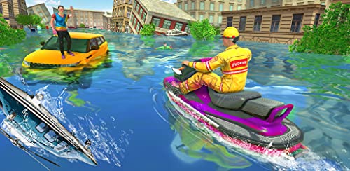 simulador de rescate de héroe de jet ski flood