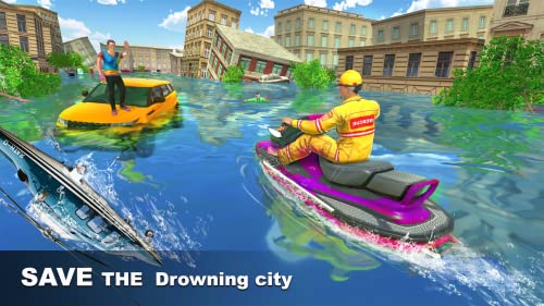 simulador de rescate de héroe de jet ski flood