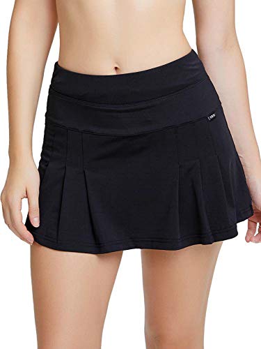 siyecaoo Falda Pantalón Deportiva de Tenis para Mujer Cintura Alta Falda para Correr Secado rápido Yoga Corto con Bolsillos Niñas Faldas Negro L