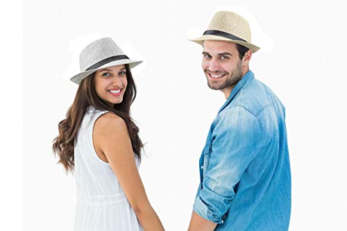 SIYWINA Sombrero de Panama Sombrero de Paja Sombrero de Playa de Fedora para Hombres Mujeres