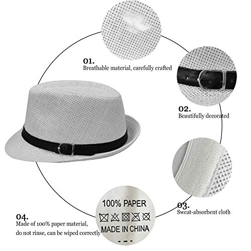 SIYWINA Sombrero de Panama Sombrero de Paja Sombrero de Playa de Fedora para Hombres Mujeres