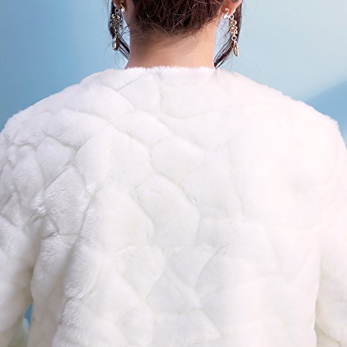 SK Studio Mujer Bolero con Mangas de Pelo Marfil Chal Fiesta Estola Invierno Capa para Bodas Novia