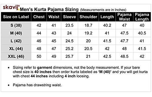 SKAVIJ Algodón Kurta Pijama (Camisa Larga y Pantalón) para Hombre (Blanco, x-Large)