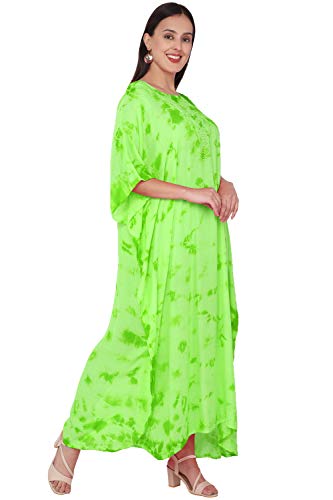 SKAVIJ Caftan Playa Mujer Talla Grande Vestidos Mujer Verano Largo Verde Lima Talla Única