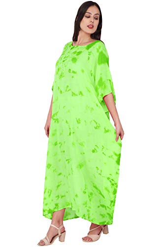 SKAVIJ Caftan Playa Mujer Talla Grande Vestidos Mujer Verano Largo Verde Lima Talla Única