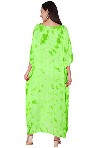 SKAVIJ Caftan Playa Mujer Talla Grande Vestidos Mujer Verano Largo Verde Lima Talla Única