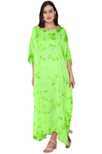 SKAVIJ Caftan Playa Mujer Talla Grande Vestidos Mujer Verano Largo Verde Lima Talla Única