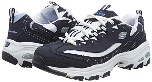 Skechers D'Lites-Biggest Fan, Zapatillas Mujer, Multicolor (NVW Black Trubuck/Mesh/Trim), 36 EU