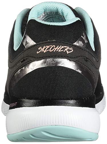 Skechers Flex Appeal 3.0-Moving Fast, Zapatillas Mujer, Negro Bktq Black Mesh Duraleather Silver Trim, 36 EU