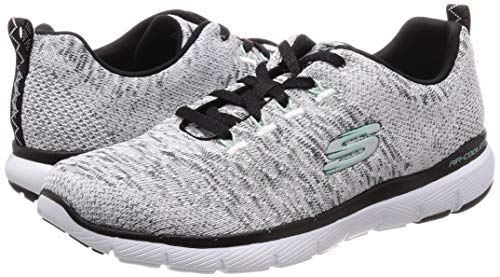 Skechers Flex Appeal 3.0, Zapatillas Deportivas Mujer, Multicolor (WBK Black Knit Mesh/Hot Pink Trim), 37 EU