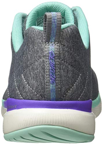 Skechers Flex Appeal 3.0, Zapatillas Mujer, Gris (Gray Mesh/Purple & Green Trim Gymt), 37 EU