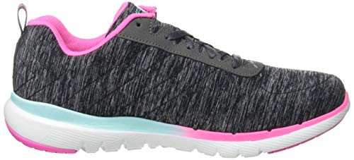 Skechers Flex Appeal 3.0, Zapatillas Mujer, Negro (Black Mesh/Pink & Blue Trim Bkmt), 37 EU