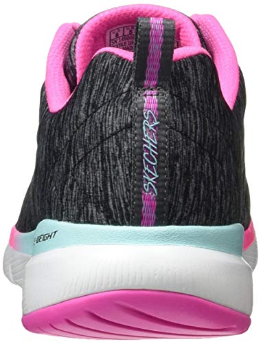 Skechers Flex Appeal 3.0, Zapatillas Mujer, Negro (Black Mesh/Pink & Blue Trim Bkmt), 37 EU