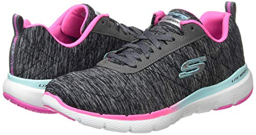 Skechers Flex Appeal 3.0, Zapatillas Mujer, Negro (Black Mesh/Pink & Blue Trim Bkmt), 37 EU