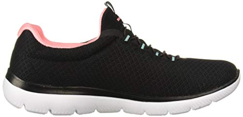 Skechers - Summits - Zapatillas para mujer, negro (Negro/Rosado), 38 EU