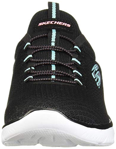 Skechers - Summits - Zapatillas para mujer, negro (Negro/Rosado), 38 EU