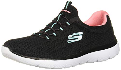 Skechers - Summits - Zapatillas para mujer, negro (Negro/Rosado), 38 EU