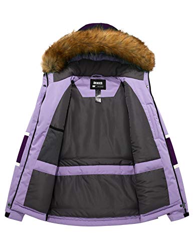 Skieer Chaqueta de Esquí Impermeable para Mujer Chaquetas de Snowboard Deportiva a Prueba de Viento Abrigo de Nieve Invierno Cálido Mujer Púrpura X-Large