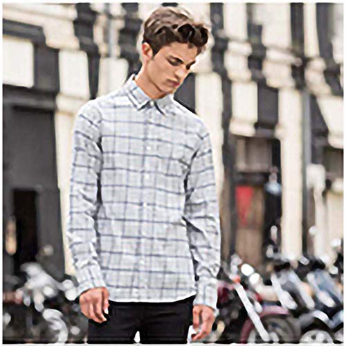 Skinni Fit - Camisa de Manga Larga a Cuadros Para Hombre (M/Granate)