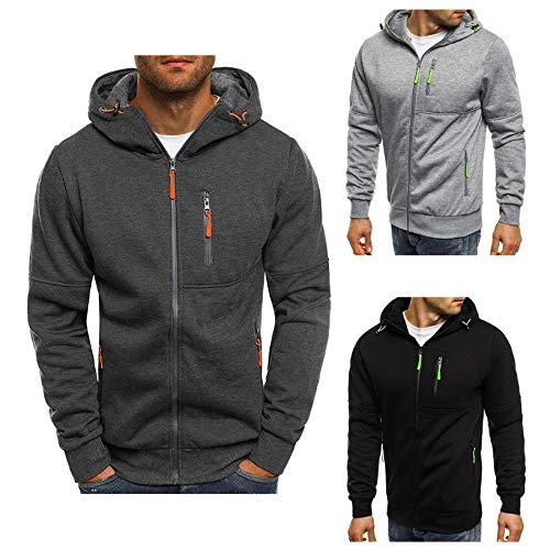 SKJYAYA Chaqueta Capucha Zipper con Cordón Delgado por Ya.M_Ah.A-S Impreso Clásico Casual Sweatshirt Blusa/Dark Grey1 / L