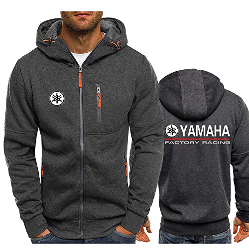 SKJYAYA Chaqueta Capucha Zipper con Cordón Delgado por Ya.M_Ah.A-S Impreso Clásico Casual Sweatshirt Blusa/Dark Grey1 / L