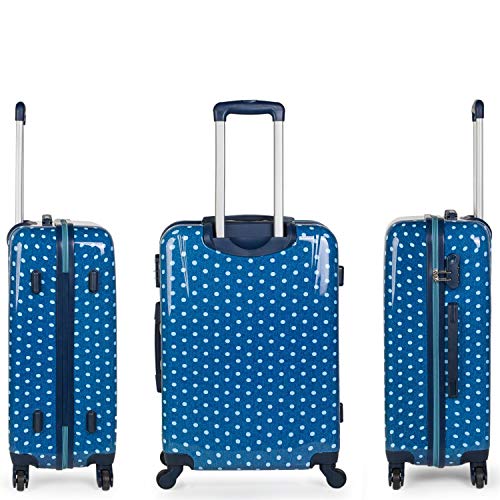 SKPAT - Maleta Infantil de Viaje Trolley 65 cm Mediana policarbonato Estampado Lunares. rígida cómoda y Ligera. 4 Ruedas. candado. Calidad Marca y diseño. 66460, Color Tejano