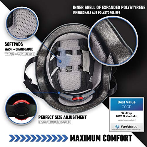 SkullCap® Casco de Skate y BMX - Bicicleta Y Scooter Eléctrico, Diseño: Graffiti, Talla: L (58-61 cm)