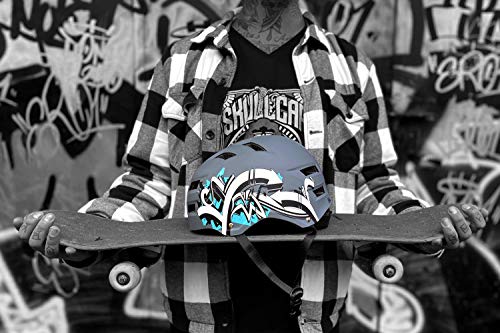 SkullCap® Casco de Skate y BMX - Bicicleta Y Scooter Eléctrico, Diseño: Graffiti, Talla: L (58-61 cm)