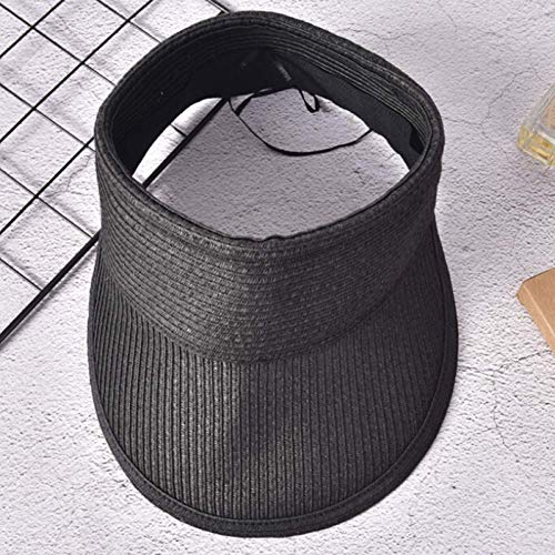 Skyhappy Summer Beach Sun Visor Ladies Straw & nbsp; & nbsp; Empty Top Plegable Sombrero para el Sol Gorra Chica Sombreros Gorras para Mujer Sombrero para el Sol   Negro