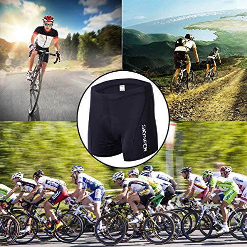 SKYSPER Calzoncillos Ropa Interior Ciclismo para Hombres Culote Pantalones Cortos Deportivos Gel 3D Acolchada para MTB Ciclismo Bicicleta al Aire Libre Transpirable Secado Rápido