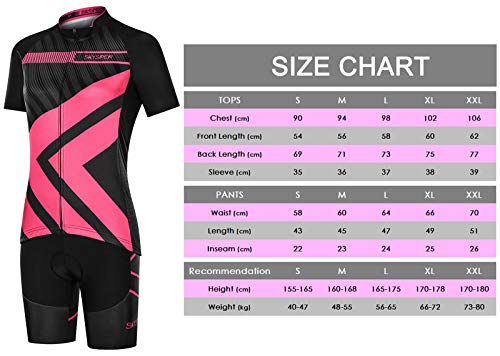 SKYSPER Ciclismo Maillot Mujer Jersey Pantalones Cortos Culote Mangas Cortas de Ciclismo Conjunto de Ropa Maillot Transpirable para Deportes al Aire Libre Ciclo Bicicleta