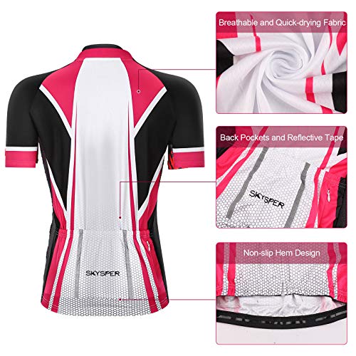 SKYSPER Ciclismo Maillot Mujer Jersey Pantalones Cortos Culote Mangas Cortas de Ciclismo Conjunto de Ropa Maillot Transpirable para Deportes al Aire Libre Ciclo Bicicleta
