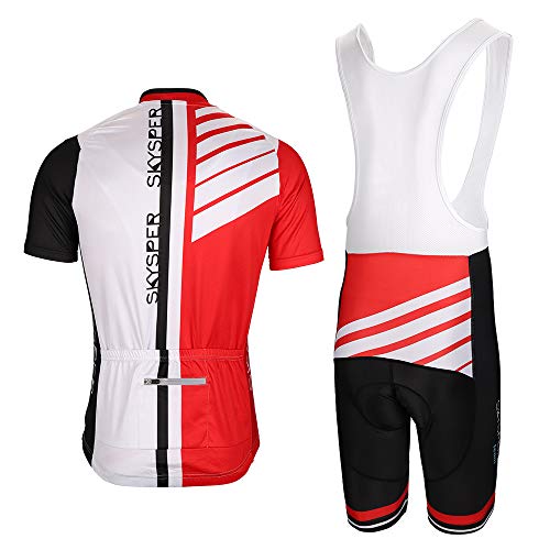 SKYSPER Hombres Jersey + Pantalones Cortos Mangas Cortas de Ciclismo Ropa Maillot Transpirable para Deportes al Aire Libre Ciclo Bicicleta