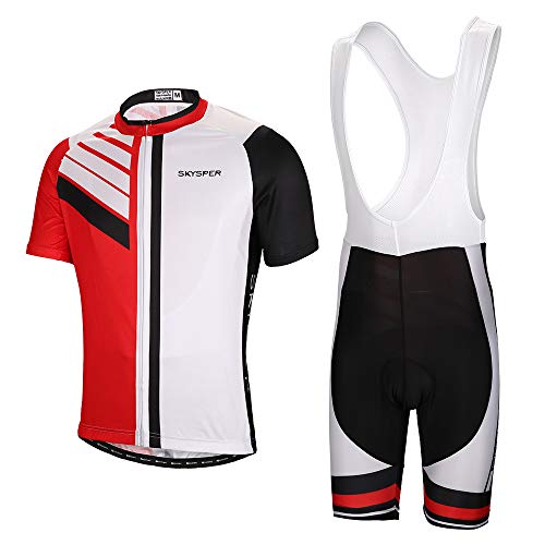 SKYSPER Hombres Jersey + Pantalones Cortos Mangas Cortas de Ciclismo Ropa Maillot Transpirable para Deportes al Aire Libre Ciclo Bicicleta