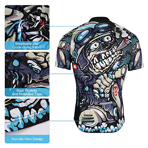 SKYSPER Hombres Jersey + Pantalones Cortos Mangas Cortas de Ciclismo Ropa Maillot Transpirable para Deportes al Aire Libre Ciclo Bicicleta