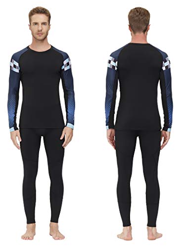 SKYSPER Ropa Interior Térmica Hombre Conjuntos Térmicos Camiseta Térmica Manga Larga Pantalones Largos de Compresión Hombre Deportes Termo Invierno Otoño para Running Esquí Montaña Ciclismo Fitness