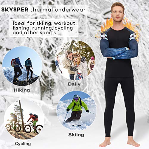 SKYSPER Ropa Interior Térmica Hombre Conjuntos Térmicos Camiseta Térmica Manga Larga Pantalones Largos de Compresión Hombre Deportes Termo Invierno Otoño para Running Esquí Montaña Ciclismo Fitness
