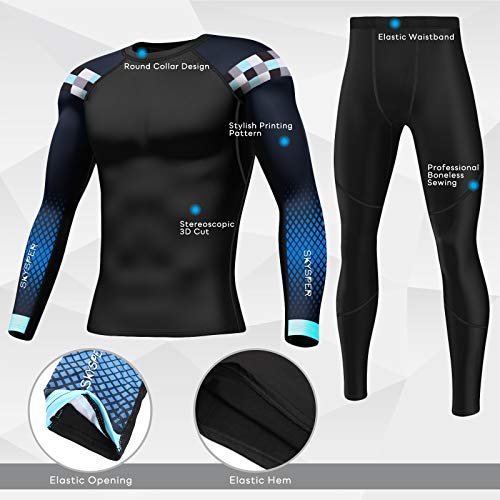 SKYSPER Ropa Interior Térmica Hombre Conjuntos Térmicos Camiseta Térmica Manga Larga Pantalones Largos de Compresión Hombre Deportes Termo Invierno Otoño para Running Esquí Montaña Ciclismo Fitness