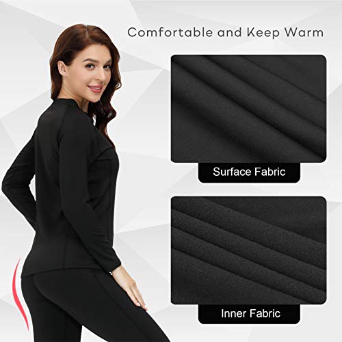 SKYSPER Ropa Interior Térmica Mujer Conjuntos Térmicos Camiseta Térmica Manga Larga Pantalones Largos de Compresión Mujer Deportes Termo Invierno Otoño para Running Esquí Montaña Ciclismo Fitness