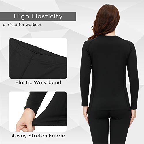 SKYSPER Ropa Interior Térmica Mujer Conjuntos Térmicos Camiseta Térmica Manga Larga Pantalones Largos de Compresión Mujer Deportes Termo Invierno Otoño para Running Esquí Montaña Ciclismo Fitness