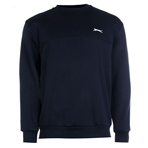 Slazenger SL - Sudadera de forro polar para hombre, ajustada, cuello redondo, manga larga, azul marino, XXXL